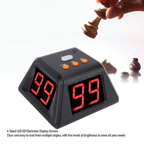 4 Sided Countdown Timer, 1.4 Inch Digits LED Screen Preset Time Table Game Timer Chess Timer Countdown Stopwatch for Chess Table Game (Black) - color: Black