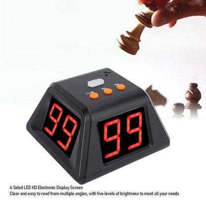 4 Sided Countdown Timer, 1.4 Inch Digits LED Screen Preset Time Table Game Timer Chess Timer Countdown Stopwatch for Chess Table Game (Black) - color: Black