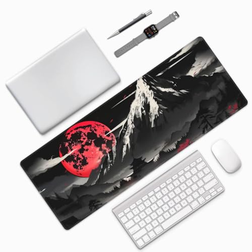 Extended Gaming Mouse Pad, Large Desk Mat XL Anime Mouse Pad Waterproof with Stitched Edges, Non-Slip Desktop Pad for Home and Office, Level Up Your 31.5x11.8 Inch (Snow Mountain) - color: Snow Mountain