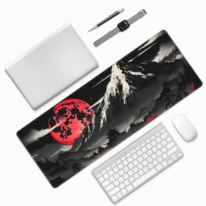 Extended Gaming Mouse Pad, Large Desk Mat XL Anime Mouse Pad Waterproof with Stitched Edges, Non-Slip Desktop Pad for Home and Office, Level Up Your 31.5x11.8 Inch (Snow Mountain) - color: Snow Mountain