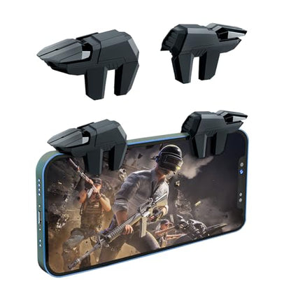 EasEasy PUBG Game Trigger, Mobile Phone Controller Compatible for PUBG/Rules of Survival/Knives Out, 6 Fingers Trigger with Sensitive Aim and Shoot Smartphone Joystick for iPhone & Android-Black - color: Black 1