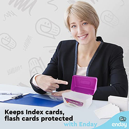 Enday Index Card Box Purple 3x5 Index Card Holder, Index Card Organizer, Flash Card Holder, Holds 250 Cards. - color: PURPLE, size: 1 PACK