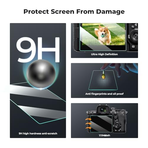 K&F CONCEPT 3 Pack Camera Screen Protector Compatible with Sony A7M5 A7R5, 0.3mm 9H Hardness Tempered Glass Cover Anti-Scratch Bubble-Free & Hot Shoe Cover - size: A7M5/A7R5