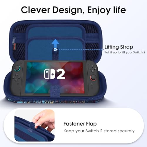 FINTIE Carrying Case for Nintendo Switch 2 (2025), Shockproof Hard Shell Switch 2 Case, Protective Cover Travel Bag with 19 Game Card & 2 Micro SD Card Slots & Inner Pocket (starry night) - color: starry night
