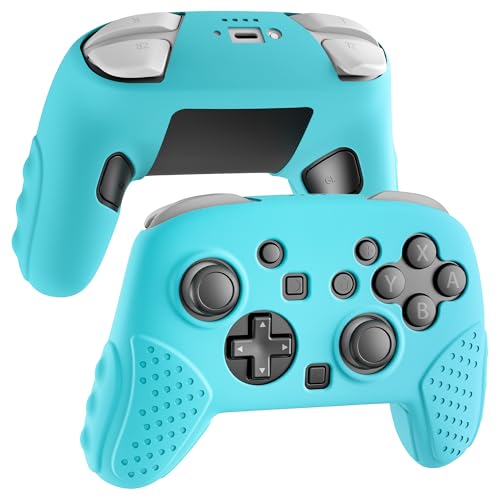 RHOTALL Silicone Cover Skin for Nintendo Switch 2 Pro Controller, Ergonomic Soft Anti-Slip Controller Grip Protector, Comfortable Case Design - Blue - color: blue