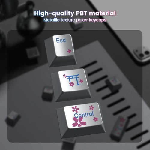 dagaladoo PBT keycaps Set,Cherry Profile Keyboard keycaps,Metal Coating | Retro key caps,Custom keycaps for 60% 65% 75% 100% Cherry-MX switch Mechanical Keyboard,Silver,130keys - color: Silver Metal Coating