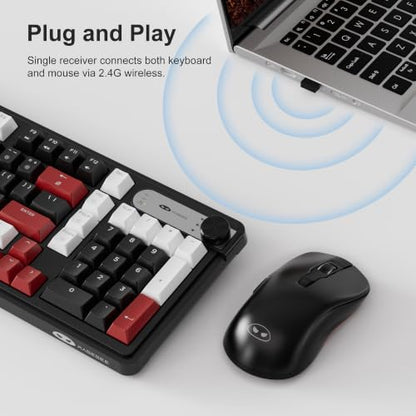 MageGee V990 Creamy Wireless Keyboard and Mouse Combo, 99 Keys RGB Backlit Rechargeable Quiet Gaming Keyboard, Adjustable Optical Mouse, with Number Pad, Keyboards Set for Desktop, Laptop, PC(Black) - color: Black