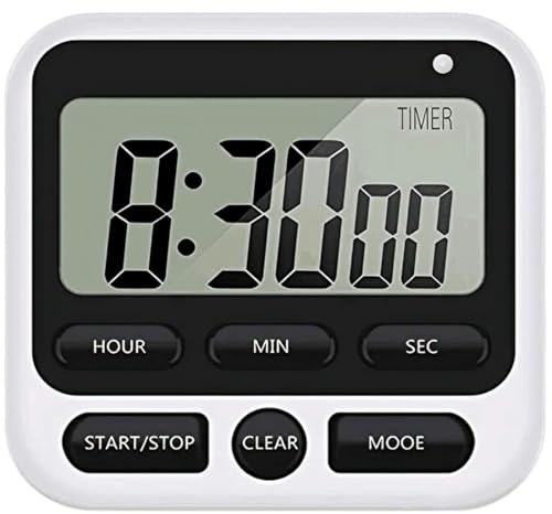 Digital Kitchen Timer with Mute/Loud Alarm Switch ON/Off Switch, 12 Hour Clock & Alarm, Strong Magnet and Simple Operation, Count Up & Count Down for Kids Teachers Cooking, Large LCD Display (Black) - color: Black