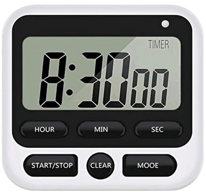 Digital Kitchen Timer with Mute/Loud Alarm Switch ON/Off Switch, 12 Hour Clock & Alarm, Strong Magnet and Simple Operation, Count Up & Count Down for Kids Teachers Cooking, Large LCD Display (Black) - color: Black