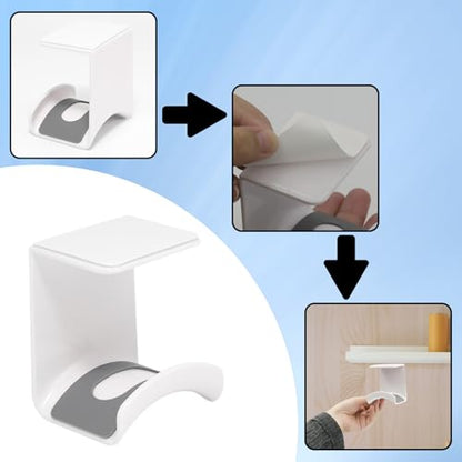 1Pcs White ABS Plastic Headphone Stand Hanger, Hanging Headset Holder Hook Under Desk, Adhesive Earphones Hangers for Desk Headphone Hanger, Most Headphones and Controller