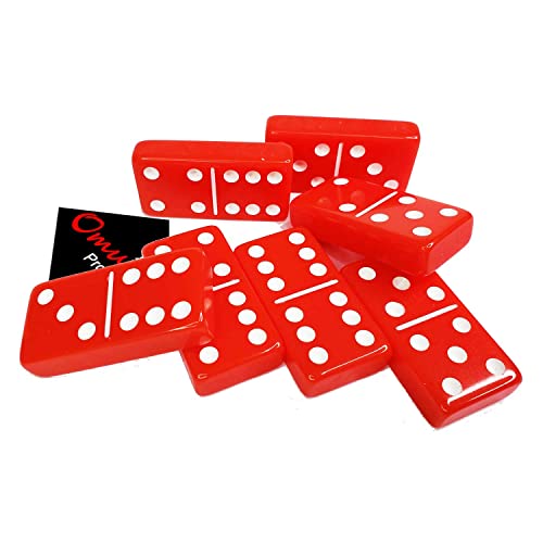 OMURA Games | Acrylic Double 6 Jumbo Dominoes Set (Glossy Red) - color: Glossy Red