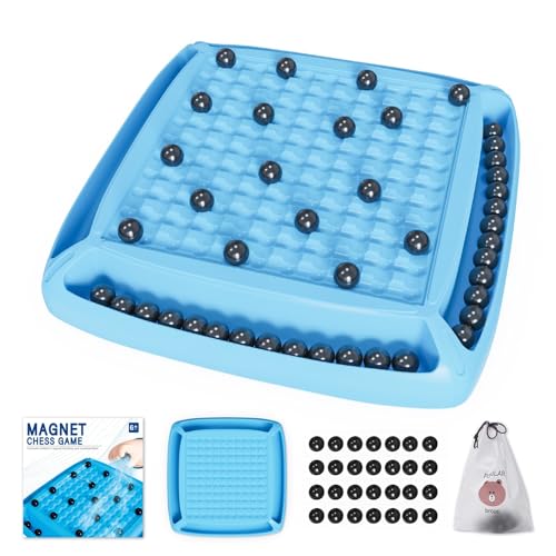 Magnet Game, Magnet Chess Game for Kids 8-12 with 28pcs, Magnetic Board Games for Kids and Adults, Gifts for Boys & Girls, 2-4 Players (Blue 28) - style: Blue 28