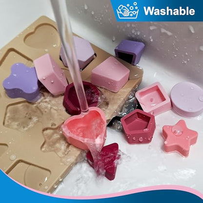Jispring [100% Silicone] Shape Puzzles for Dementia, Products for Elderly, Cognitive Matching Games, Fidget Sensory Toys for Alzheimers, Dementia Activities for Seniors, Anxiety Relief Tiles - style: Shapes