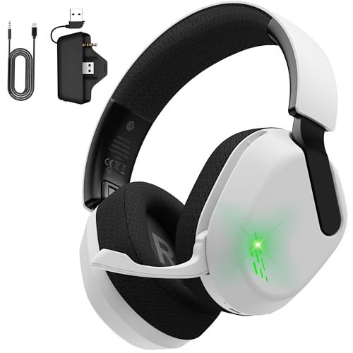 Gvyugke Wireless Gaming Headset for Xbox Series X/S, Xbox One, PS5, PC, Bluetooth 6.0 Gaming Headphones with Flip-to-Mute Noise-Canceling Mic, 70-Hour Playtime, Foldable, 3D Surround Sound - White - color: BlackWhite