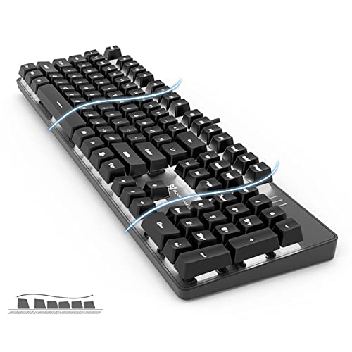 Merdia Mechanical Keyboard Gaming Keyboard | Red Switch, White Backlit Keyboard | 104 Keys US Layout | Wired Gaming Keyboard | Hot Swappable Mechanical Keyboard | PC Gaming Keyboards (Black) - color: Red Switch Black