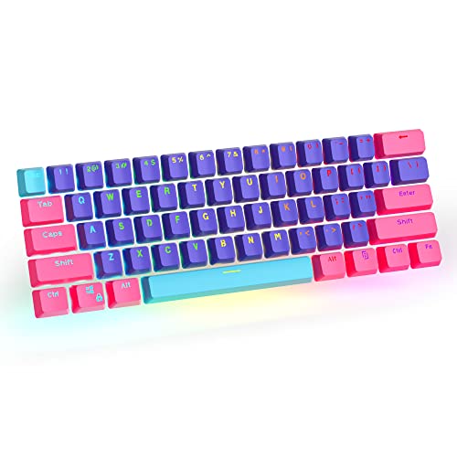 CJXSP PBT 61 Keycaps 60 Percent, Gaming Keycaps OEM Profile Backlit Keycap Set for 60 Percent Cherry MX Mechanical Keyboard ，Only keycaps (Pink Peach) - color: Pink peach