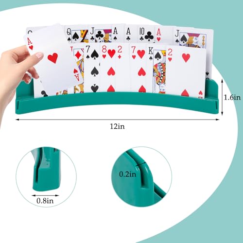 2 Packs of Double-Layer Card Holders，Playing Card Holder for Kids Adults Hands Free Card Holder for Family Card Game Nights Poker Parties - color: Green(2pack)