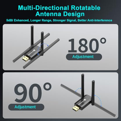 USB Bluetooth 5.4 Adapter for PC Laptop, Long Range 492FT Wireless Dongle Adaptor for Windows 11 10 8.1 7 Desktop, Plug and Play Bluetooth Mouse Keyboard Headphones Speaker Game Controller - style: BT5.4-BT11