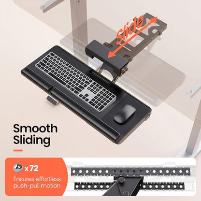 Klearlook Upgraded Ergonomic Keyboard Tray Under Desk, Adjustable Sliding Keyboard Platform Holder, Keyboard Stand with Wrist Rest & Storage Drawer for Home, Office and Gaming, 24.4"x10"