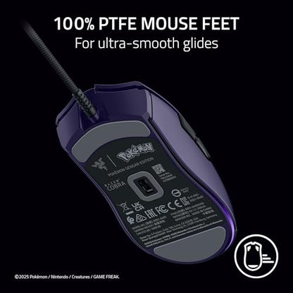 Razer Cobra Wired Gaming Mouse, 58g Lightweight, Pokemon Gengar Edition | Gen-3 Optical Switches, Chroma RGB Lighting Underglow, 8500 DPI Optical Sensor, 100% PTFE Mouse Feet, Speedflex Cable - color: Gengar Edition