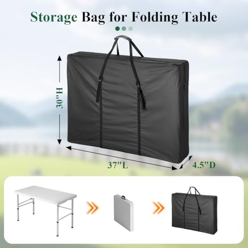 6FT Folding Table Storage Bag, 600D Waterproof Portable Carry Bag | Carry Bag for 6FT Folding Picnic/Camp/Party Tables, Protective Cover with Zipper & Shoulder Strap - 37 x 30 x 4.5 Inches - size: 37" x 30" x 4.5"