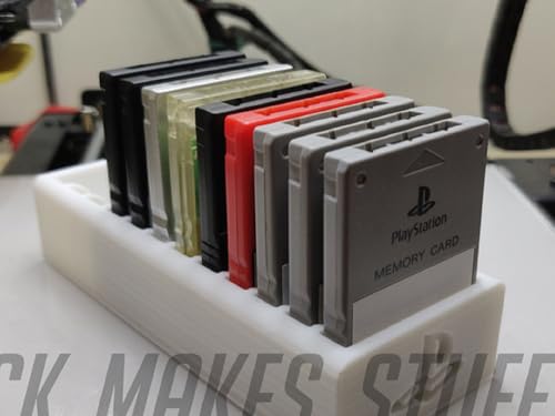 Memory Card Holder Rack Tray Display Stand for Sony PlayStation/PS1/PS2, Save Data Cartridge Organizer, Holds 12 Cards, Compact Tabletop 3D Printed Travel Case Box