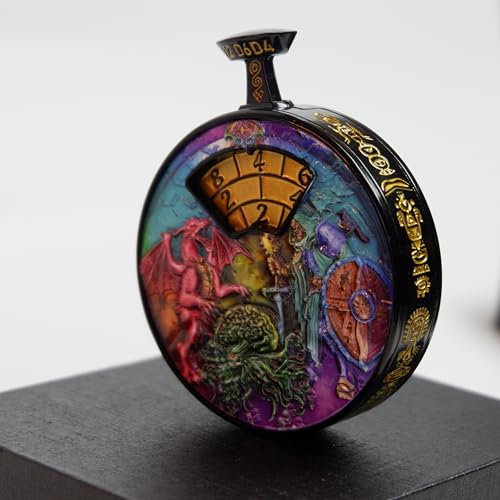 DND Dice Roller Press to Roll D4-D20 Pocket Watch Style - Rainbow - color: Dice Roller-rainbow