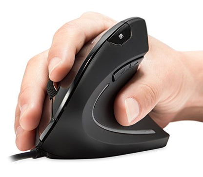 Perixx PERIMICE-513 Wired Ergonomic Vertical Mouse - 6 Buttons with 1000/1600/3200/6400 DPI - Right-Handed Design - Wired USB 5.9ft Cable - Black - style: Wired