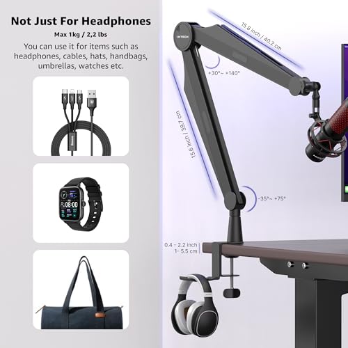 Mic Boom Arm Microphone Arm for Blue Yeti Shure Sm7b Hyperx QuadCast Rode At2020 and Fifine Upgraded Mic Stand with Tablet and Headphone Holder for Gaming Podcasting and Streaming CAPTAIN PRO - color: 3 Pro.
