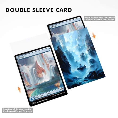 Katomula 100 Card Sleeves for MTG with 100 Inner Sleeve, Textured Back Art Sleeves, Fit Standard Size Cards - Island - color: Island