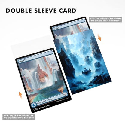 Katomula 100 Card Sleeves for MTG with 100 Inner Sleeve, Textured Back Art Sleeves, Fit Standard Size Cards - Island - color: Island
