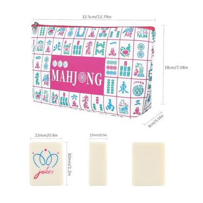 160 Engraved American Mahjong Game Set with Carrying Bag and Accessories, 1.2’’ Mahjong Tile Set - color: 1-ivory