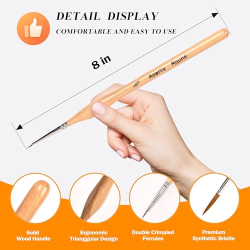 Miniature Brush Dry Brushes, Aoartix 15 Pcs Model Paintbrush Set for Acrylic Oil Watercolor Face, Detail Dry Brushes for Models Miniatures Small Digital Crafts Painting Supplies- Triangular Handles - color: Wood