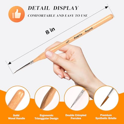 Miniature Brush Dry Brushes, Aoartix 15 Pcs Model Paintbrush Set for Acrylic Oil Watercolor Face, Detail Dry Brushes for Models Miniatures Small Digital Crafts Painting Supplies- Triangular Handles - color: Wood