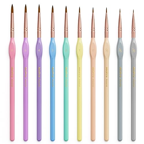 Nicpro 10PCS Paint By Numbers Brushes, Micro Fine Detail Paint Brush Set | Aesthetic Pastel, Fine Tip Small Paint Brushes, For Acrylic Oil Watercolor, Craft Models Miniatures Rock Painting - size: 10 PCS
