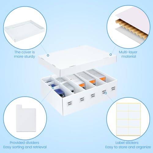 3 Pack Trading Card Storage Box - 5 Rows Graded Card Case holds 220 PSA Slab Cards, Cardboard Holder Organizer Boxes with Dividers for Sport Cards