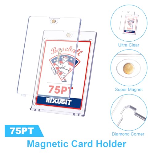 20 Pack 75pt One Touch Magnetic Card Holders for Trading Cards | UV Protection Hard Plastic Magnet Card Case For Standard Collectible Trading Cards, Storage & Display - size: 20ct 75PT Card Holder