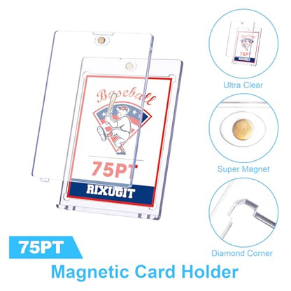 20 Pack 75pt One Touch Magnetic Card Holders for Trading Cards | UV Protection Hard Plastic Magnet Card Case For Standard Collectible Trading Cards, Storage & Display - size: 20ct 75PT Card Holder