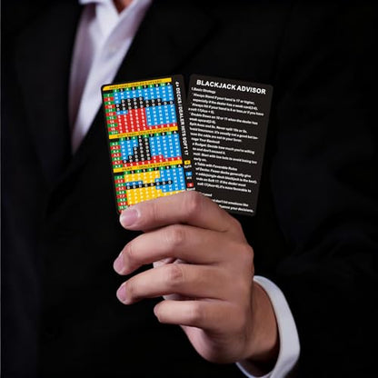 Casino Game Reference Cards, Blackjack and Poker Styles | Pocket-size PVC reference cards with protective sleeve options for blackjack strategy or Texas Hold'em hand rankings - style: Blackjack strategy