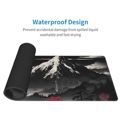 Extended Gaming Mouse Pad, Large Desk Mat XL Anime Mouse Pad Waterproof with Stitched Edges, Non-Slip Desktop Pad for Home and Office, Level Up Your 31.5x11.8 Inch (Snow Mountain) - color: Snow Mountain