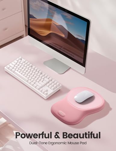 meatanty Mouse Pad with Wrist Rest, Ergonomic Mouse Wrist Support, Desk Mouse Mat Computer Accessories, Comfortable Palm Hand Pain Relief, Cute Non-Slip Laptop Cushion, Office Home Gaming Women-Pink - color: Pink