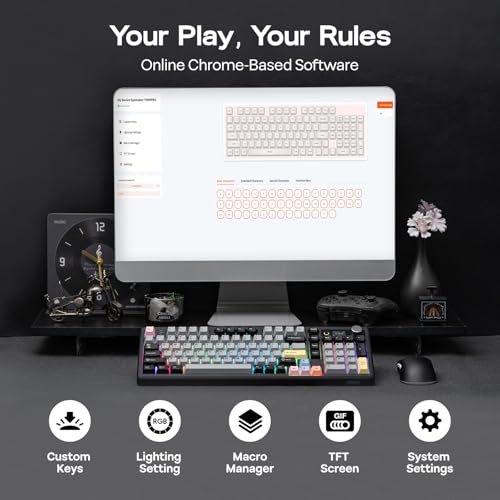 EPOMAKER TH99 PRO 96% Mechanical Keyboard with Screen & Knob, 10000mAh, 2.4Ghz/BT, Hot Swap, Custom Driver, RGB Backlight, PBT Keycap, Wireless Gaming Keyboard for PC/Mac (Black, Creamy Jade) - color: Black, size: Creamy Jade