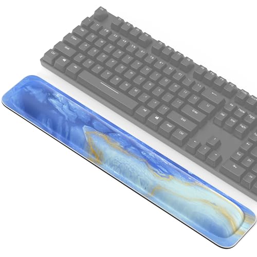 TECKNET Wrist Rest for Computer Keyboard Ergonomic, 1 in Thick, 17x3.3 in | Thicken Memory Foam, Typing Pain Relief, Wrist Support Pad for Keyboard, Comfort for Home/Office/Work, Anti-Slip Rubber Base - color: Blue + Sea Spray