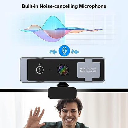 1080P Webcam for PC, Computer Camera with Privacy Cover & Tripod, Dual Noise-Cancelling Microphones, Ideal for Zoom, Skype, Video Calls & Conferences