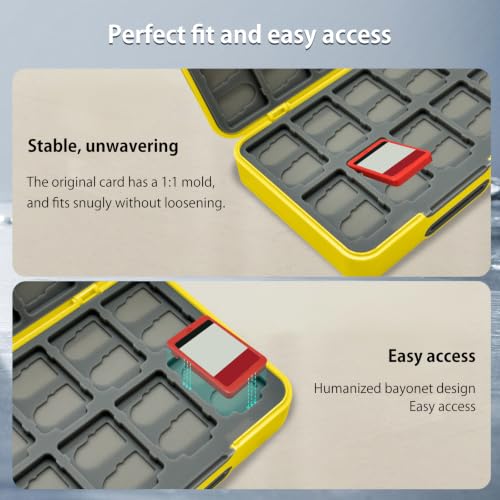 ONETIAOLONG Switch Game Case Holder for Switch 2 & OLED & Lite with 48 Cartridge Slots and 96 Micro SD Card Storage with Magnetic Closure,Protective Hard Shell and Soft Lining for Easy carrying - color: Yellow, style: 48-slots