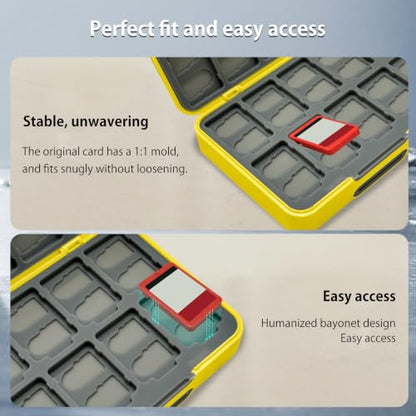 ONETIAOLONG Switch Game Case Holder for Switch 2 & OLED & Lite with 48 Cartridge Slots and 96 Micro SD Card Storage with Magnetic Closure,Protective Hard Shell and Soft Lining for Easy carrying - color: Yellow, style: 48-slots