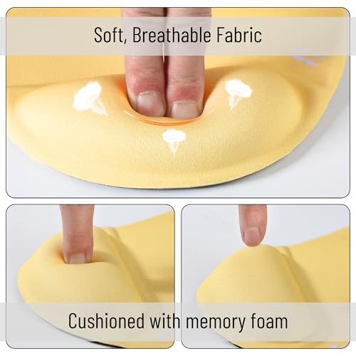 Mr. Pen- Ergonomic Mouse Pad with Wrist Rest | Yellow Breathable Fabric with Memory Foam Cushion, Non-Slip Rubber Base, Gel Mouse Pad with Wrist Support - color: Yellow