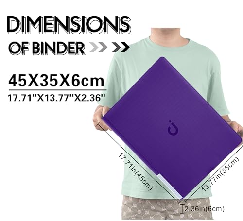 D DACCKIT Card Binder 16 Pocket - Fits 1024 Cards，4X4 Ringless Card Album with Sleeves for Trading Cards & Sports Cards（Model A，Classic Purple） - color: Classic Purple