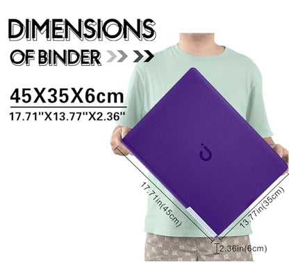 D DACCKIT Card Binder 16 Pocket - Fits 1024 Cards，4X4 Ringless Card Album with Sleeves for Trading Cards & Sports Cards（Model A，Classic Purple） - color: Classic Purple