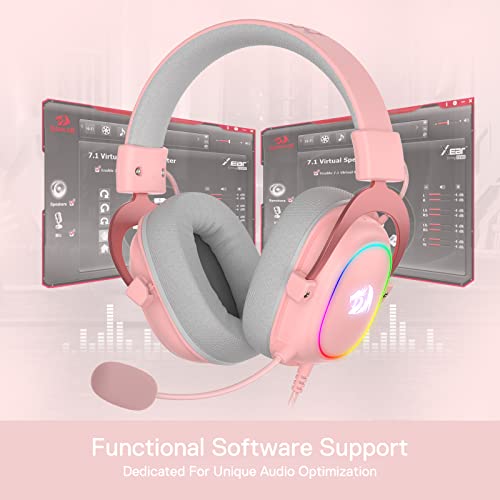 Redragon H510 Zeus-X RGB Pink Wired Gaming Headset - 7.1 Surround Sound - 53MM Audio Drivers in Memory Foam Ear Pads w/Durable Fabric Cover- Multi Platforms Headphone - USB Powered for PC/PS4/NS - color: Pink H510 RGB